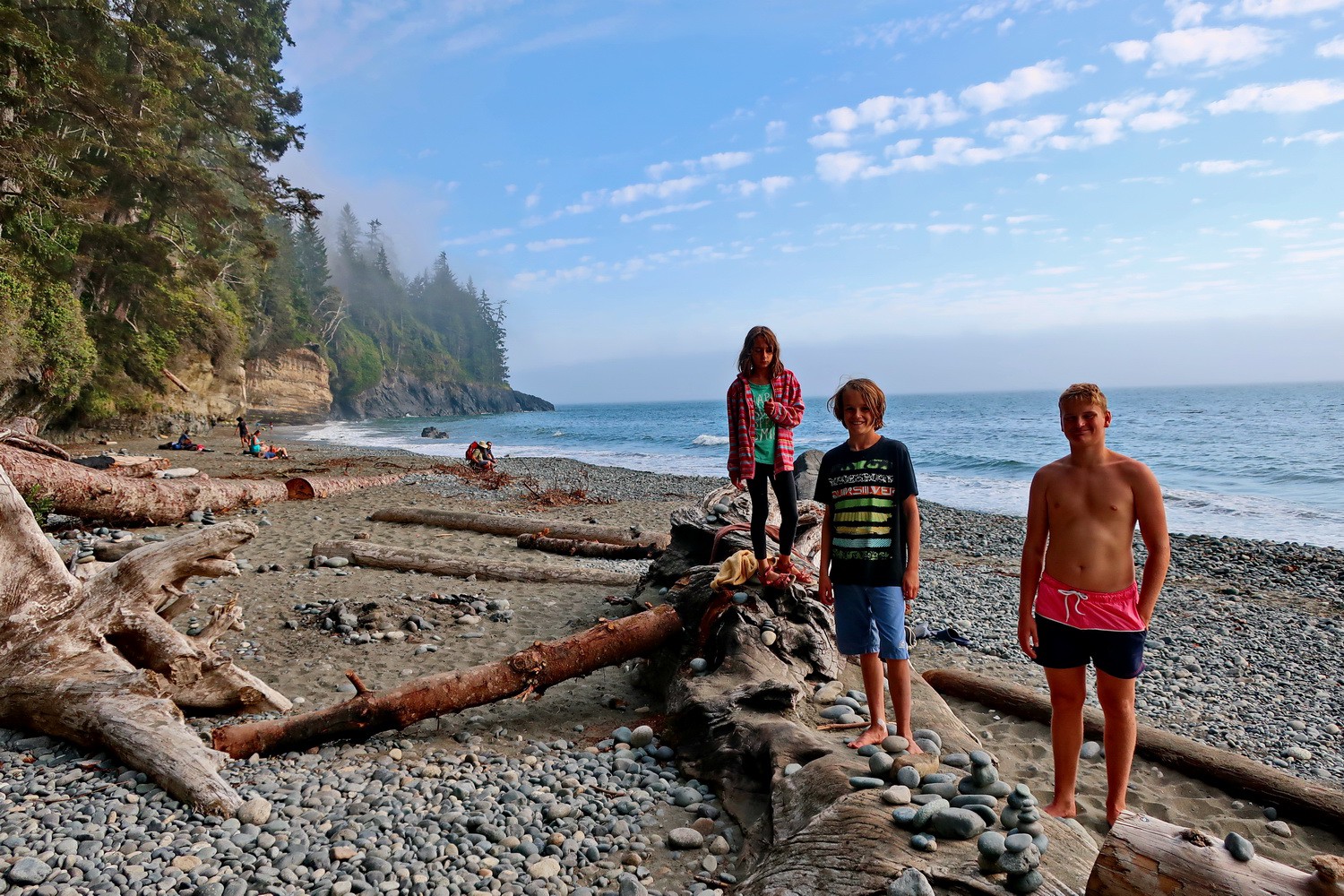 Kids on Mystic Beach in southwestern Vancouver Island